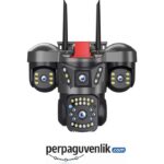 3 Lensli 6MP Full HD WiFi Güvenlik Kamerası Hareket Takibi, Çift Yönlü Ses, Siren Alarm, IP67, 128GB Destek, V380 Pro img1 perpaguvenlik.com