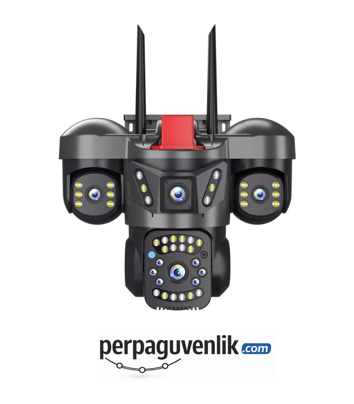 3 Lensli 6MP Full HD WiFi Güvenlik Kamerası Hareket Takibi, Çift Yönlü Ses, Siren Alarm, IP67, 128GB Destek, V380 Pro img1 perpaguvenlik.com
