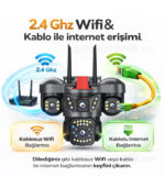 3 Lensli 6MP Full HD WiFi Güvenlik Kamerası | Hareket Takibi, Çift Yönlü Ses, Siren Alarm, IP67, 128GB Destek, V380 Pro - Görsel 8
