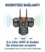 3 Lensli 6MP Full HD WiFi Güvenlik Kamerası | Hareket Takibi, Çift Yönlü Ses, Siren Alarm, IP67, 128GB Destek, V380 Pro - Görsel 4