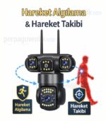 Çift Lens WiFi PTZ 6MP Akıllı Kablosuz Güvenlik Kamerası – V380 Pro - Görsel 4