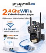 WiFi 3 Kameralı 6MP Full HD PTZ Güvenlik Kamerası | Hareket Takibi, Bildirim, Renkli Gece Görüşü, İCSee - Görsel 3