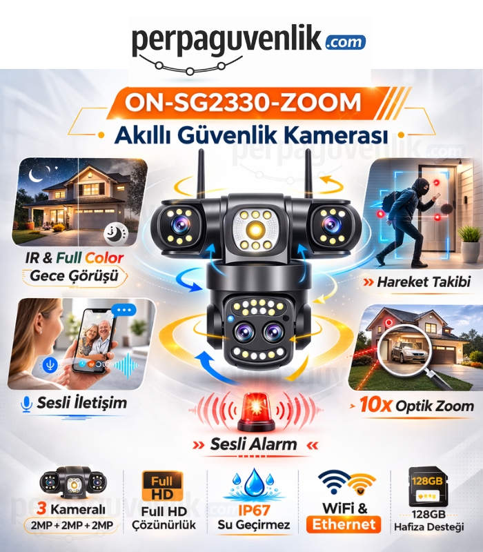 ON-SG2330-ZOOM WİFİ 6MP 3Kameralı 10X Optik Zoom Full Color Gece Görüşlü IP67 PTZ Kamerası img2 perpaguvenlik.com